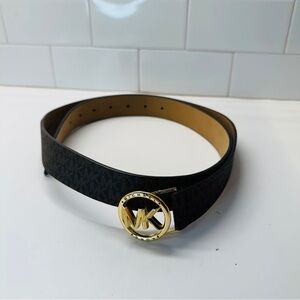 NWT Michael Kors Brown Synthetic Faux Leather Belt Womens XL 556277 Gold Hardwar